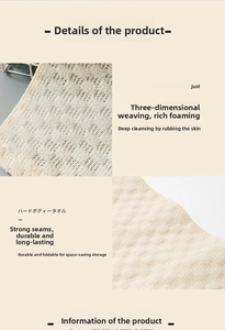 Macro detail of 3D honeycomb weave exfoliating bath towel with reinforced edges