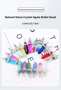 Detailed arrangement of hexagonal crystal bullet pendants in various natural stones