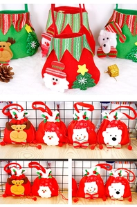 Weihnachtsgeschenktüten mit Elfenstiefeln aus Filz und Kordelzugbeuteln mit Motiven
