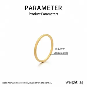 Eleganter minimalistischer goldmattierter 1,4 mm dünner Edelstahlring für Damen.