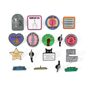 Gothic metal dagger brooch and enamel feminist badge collection for backpacks and jackets