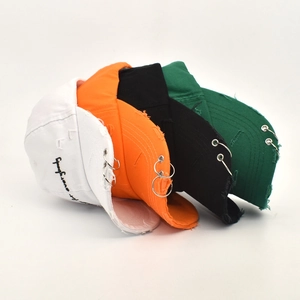 Distressed baseball caps with iron rings and letter embroidery in four vibrant colors