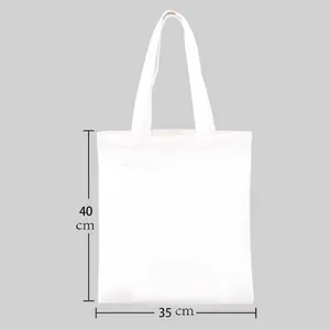 Minimalist white cotton canvas tote bag measuring 35cm x 40cm for DIY or shopping