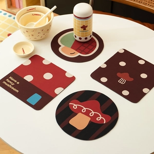 Cute mushroom diatom mud heat insulation coasters and tableware set for home dining