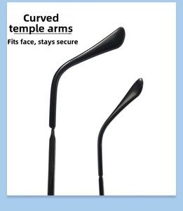 Detail of curved ergonomic sunglasses temples designed for a non-slip secure fit