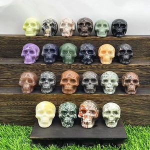 5cm hand-carved natural semi-precious gemstone skulls in various colors and crystals