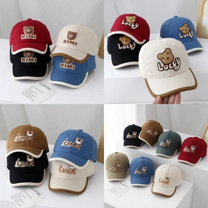 Casquette De Baseball Pour Enfants 100% Coton Ours De Dessin Animé Mignon Broderie Chapeau De Soleil Réglable Pour Tout-Petits