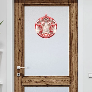 Christmas Reindeer Snowflake Tree Pattern Round PVC Stickers Hollow Wall Decals Window Door Glass Home Decor Holiday