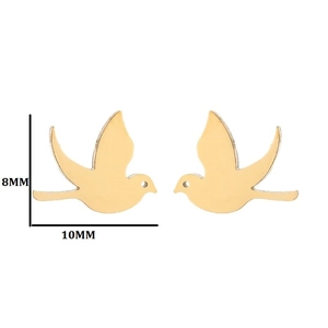 Minimalistische goldene Vogel-Ohrstecker im Schwalben-Design, Größe 8 mm x 10 mm