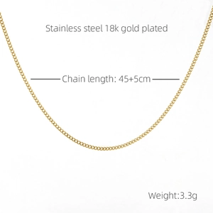Collier chaîne gourmette minimaliste en acier inoxydable plaqué or 18k de 45+5cm