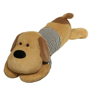 Oreiller long chien en peluche à rayures, coussin de corps animal pour dormir