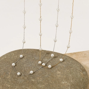 Artificial Baroque Pearl Necklace Stainless Steel Clavicle Chain Elegant Fashion Jewelry For Women Adjustable Minimalist
