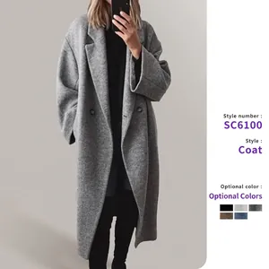 Women's Elegant Wool Blend Long Overcoat Loose Fit Single Breasted Suit Collar Casual Outerwear Winter Warm Trench Coat For Women
