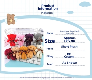 Detail view showing 13cm colorful teddy bear plush pendants with Love ribbons