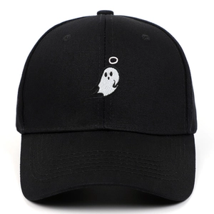 Casquette De Baseball En Coton Broderie Fantôme Avec Auréole Réglable Décontracté Hip Hop Streetwear Chapeau Unisexe