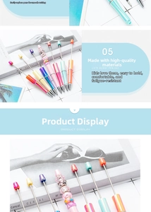 Detail view of colorful UV gradient beadable pens with DIY creative metal rod design