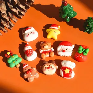 Cartoon Christmas Santa Claus Elk Resin Charms For DIY Phone Case Decoration Hair Clip Headwear Mixed Crafting Supplies