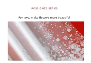 Détail du papier d'emballage translucide à flocons Rose Gaize pour bouquets de Noël