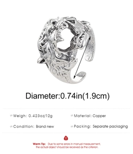 Vue détaillée montrant les dimensions et le poids de 12g du ring tête de tigre