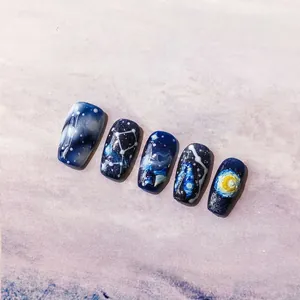 Stereoscopic 3D Van Gogh Starry Night style self-adhesive nail art stickers with relief texture