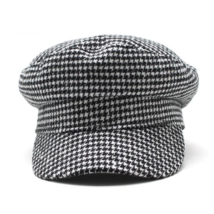 Casquette gavroche classique à motif pied-de-poule noir et blanc pour femmes