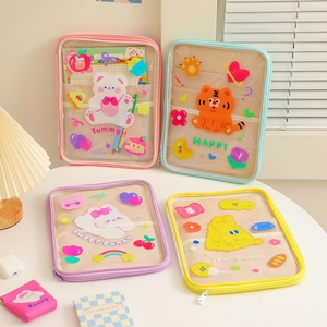 Detailed internal compartments of a 11-inch cartoon PVC tablet bag for iPad