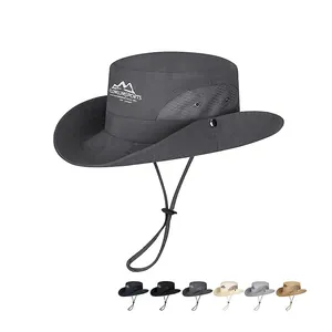 Outdoor Bucket Hat Quick Dry Taslan Sun Protection Breathable Mesh Hiking Camping Adjustable Drawstring Men Women