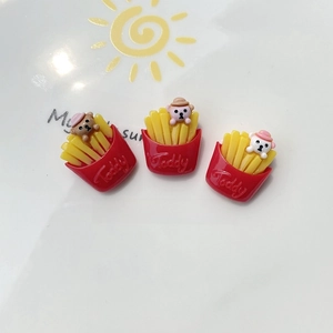 Detailed close-up of 18x21mm resin cartoon bear french fries DIY accessory