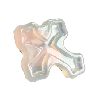 Translucent cross shaped silicone mold with iridescent finish for DIY resin jewelry making