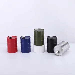Portable Hip Flask 304 Stainless Steel Oil Barrel Shape Leakproof Liquor Bottle For Outdoor Camping Travel Industrial Style
