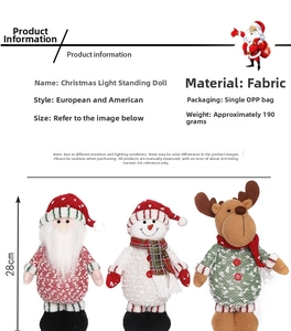 Detaillierte Größentabelle der leuchtenden Weihnachtsfigur mit 28 cm Höhe und Stoffdetails