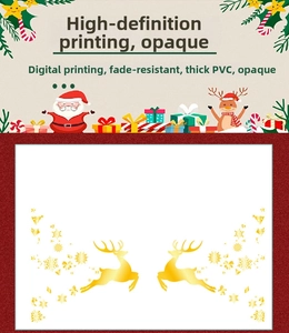 Detail of golden reindeer window decals made of thick PVC with high-definition digital print