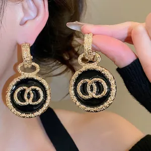 Orecchini Pendenti Tondi Vintage Retro Lega Smaltata Con Perno In Argento Sterling 925 Gioielli Eleganti Da Donna