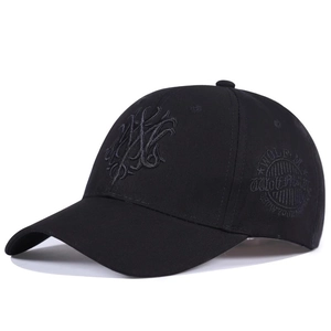 Detail of premium black baseball cap with high-quality 3D letter embroidery and side logo