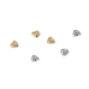 DIY heart-shaped beads in gold and silver finish for handmade jewelry necklaces