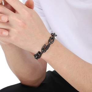 Retro industrial style nail-shaped titanium steel bracelet for men in vintage silver finish