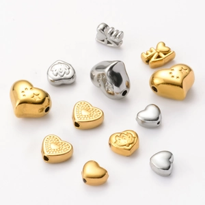 Stainless Steel Heart Love Letter Spacer Beads For DIY Jewelry Making Bracelet Necklace Crafting Baroque Style Embossed Metal Charms