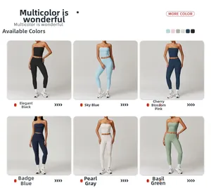 Ensemble de yoga brossé pour femme en six couleurs avec legging taille haute et haut