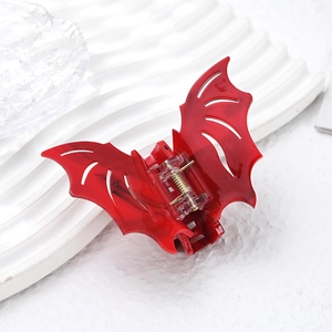 Red marble textured bat-shaped hair claw clip for Halloween party hairstyle accessory
