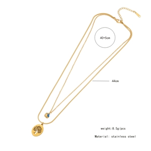 Detailed size and weight chart for the gold stainless steel evil eye layered necklace
