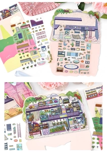 Detailed 2.5D scenic stickers of My Cabin series showing Rocky Mine interior layout