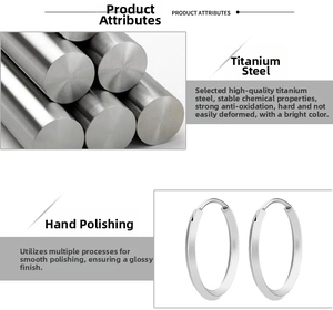 Polished titanium steel hoop earrings showcasing artisanal hand-polishing craft