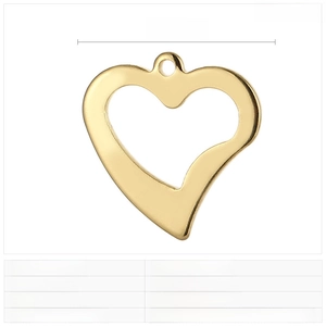 Detailed view of heart-shaped hollow stainless steel pendant with 15mm width measurement