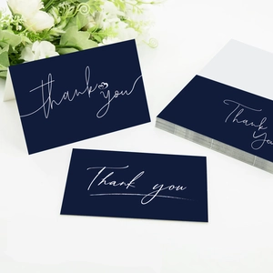 Simple Modern Thank You Greeting Cards Navy Blue White Cardstock Cards With Envelopes And Round Stickers For Business Wedding Gratitude