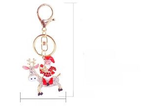 Dettagli del portachiavi Babbo Natale e renna con lunghezza 11,6 cm e peso di 34 g