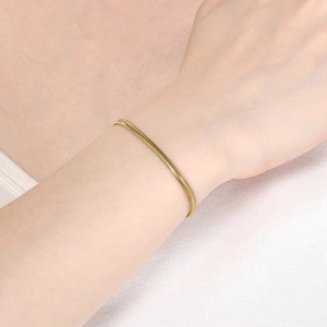 Sleek gold snake bone chain bracelet for men and women on a wrist model view