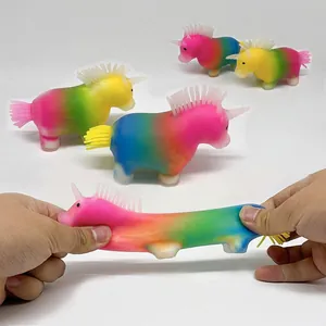 Rainbow unicorn squeeze toy set made of elastic TPR material for stress relief