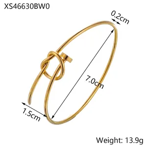 Détails des dimensions du bracelet nœud en acier inoxydable doré avec diamètre de 7,0 cm