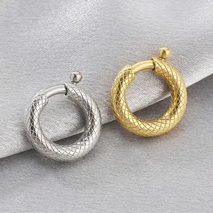 Stainless Steel Round Spring Clasp Snake Texture Slingshot Buckle Jewelry Connectors For DIY Bracelet Necklace Accessories