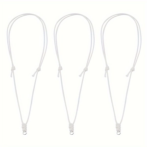 Trois cordons tressés blancs avec nœuds réglables et anneaux métalliques pour bijoux DIY